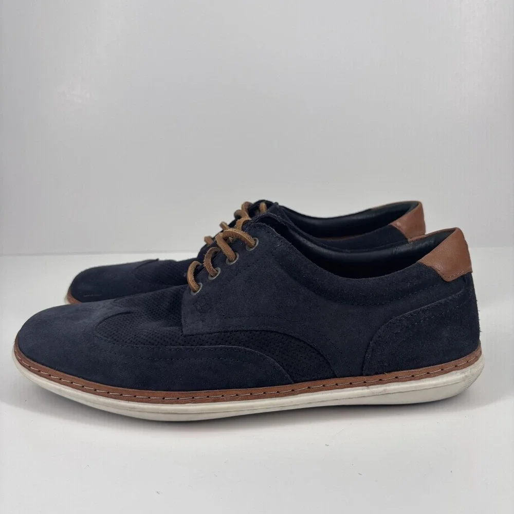 Massimo Dutti Men's Navy Blue Suede Derby‎ Shoes US 8 / EU 41 Lace-Up Classic